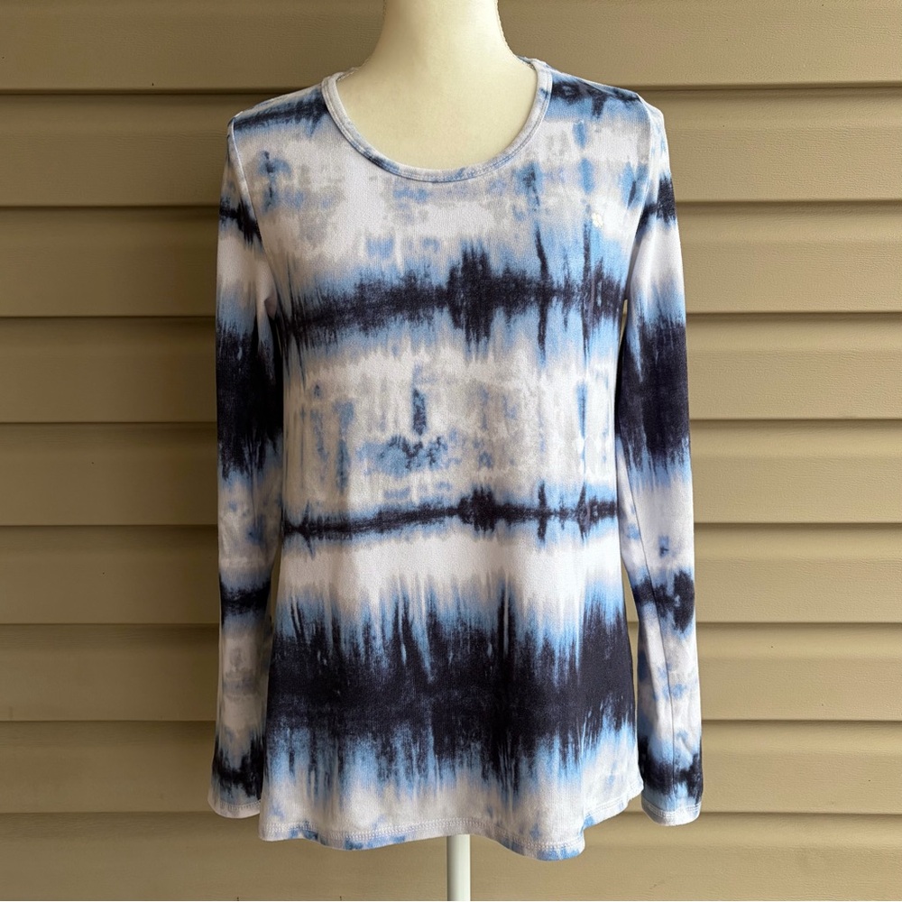 •Lucky Brand• Blue & White Tie-Dye Long Sleeve Top - Size Medium